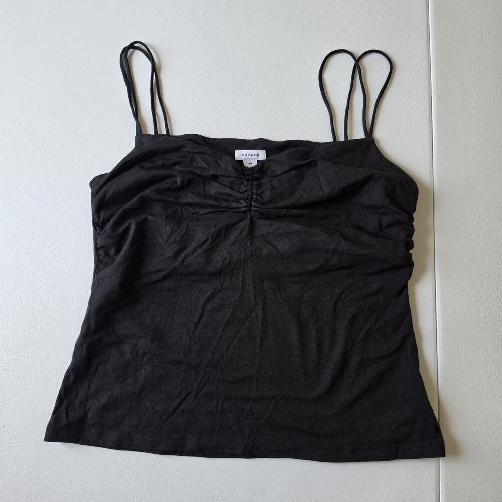 Cuyana Tank Top Womens Medium Black Organic Cotton Modal Cami Stretch Basic